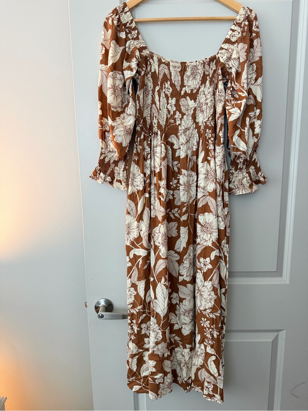 Petal & Pup Brown Floral Smocked Maxi Dress - Picture 3 of 4